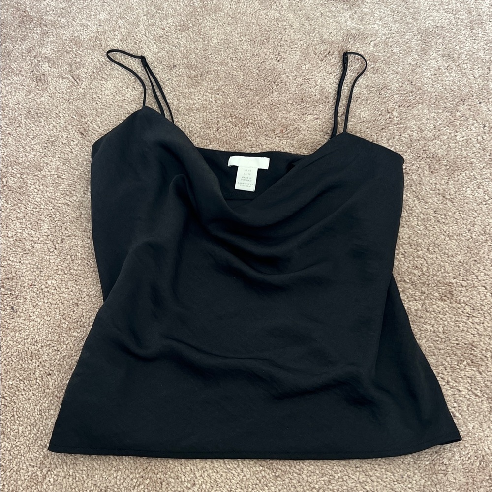 H&M black Cowl Neck Camisole Tank Top // size XS - Picture 1 of 3